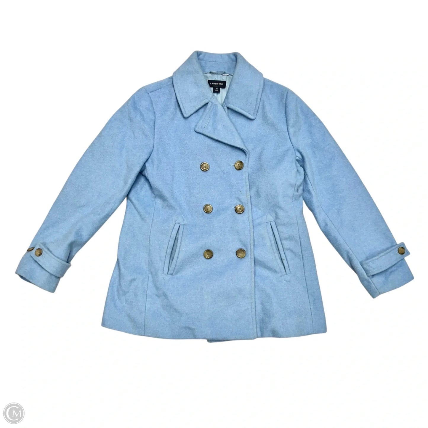 Coat Peacoat By Lands End In Blue, Size: L