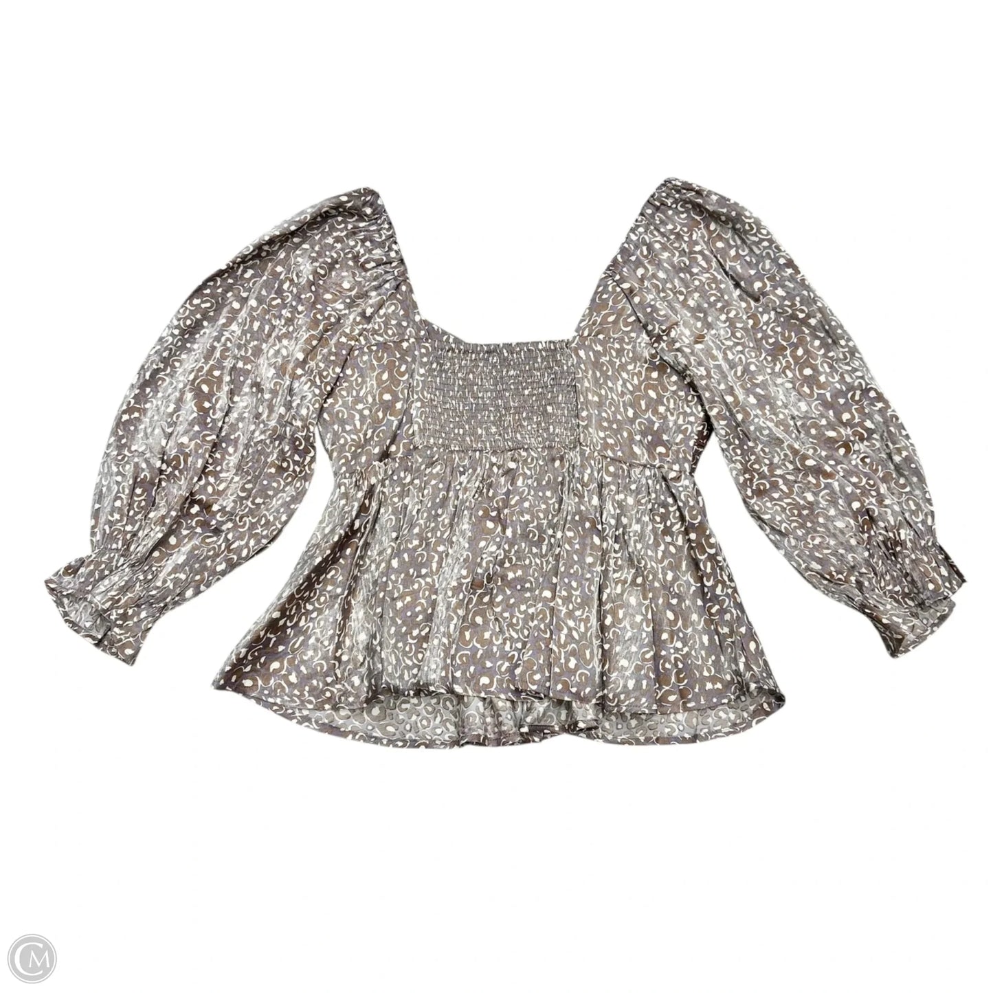 Blouse Long Sleeve By Entro In Blue & Brown, Size: M