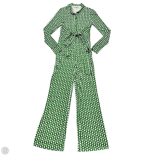 Jumpsuit Designer By Diane Von Furstenberg In Green & White, Size: Xs