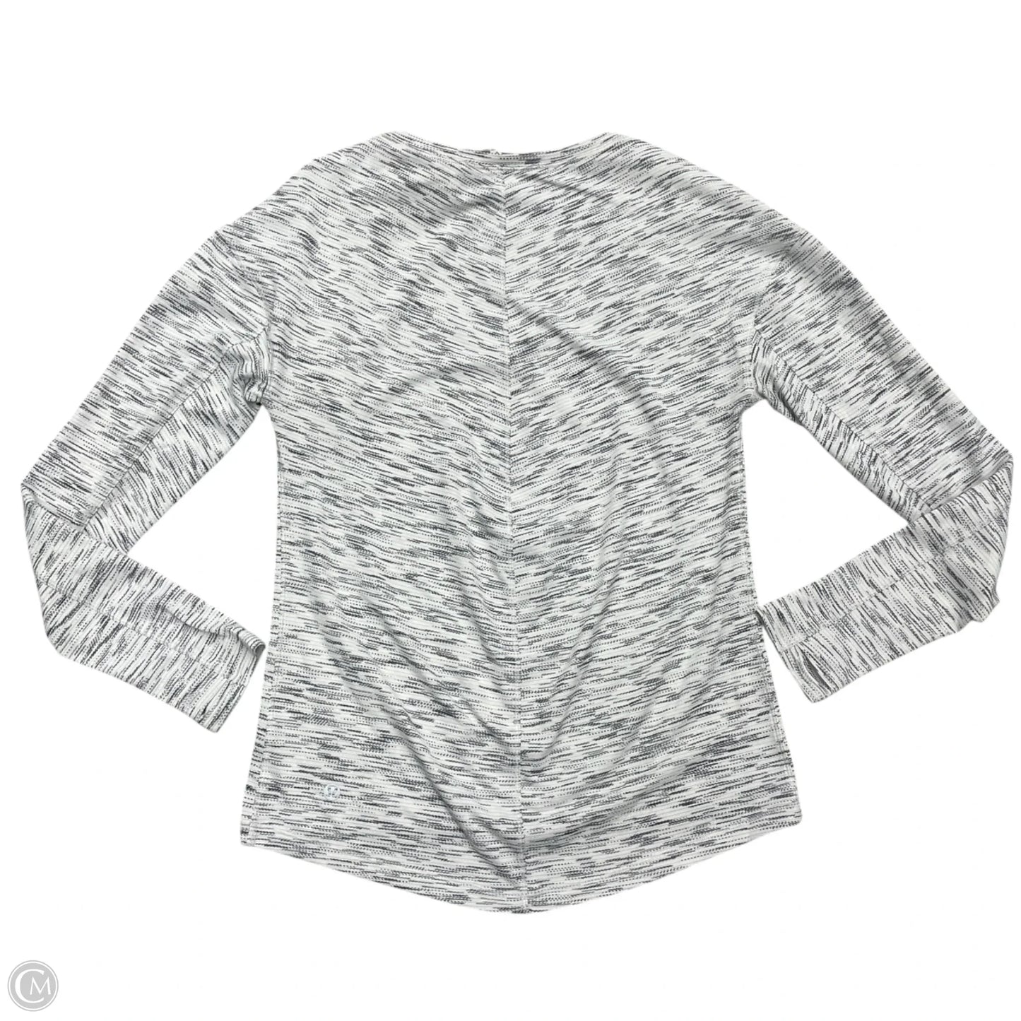 Athletic Top Long Sleeve Collar By Lululemon In Grey & White, Size: Xs