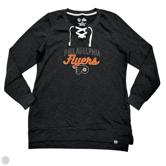 Athletic Sweatshirt Crewneck By Majestic In Grey, Size: L