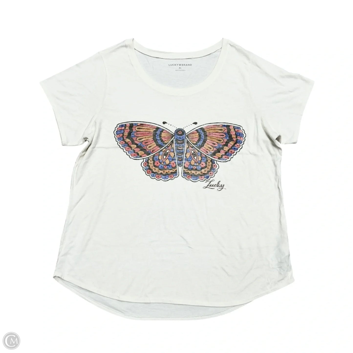 Top Short Sleeve By Lucky Brand In Tan, Size: Xl