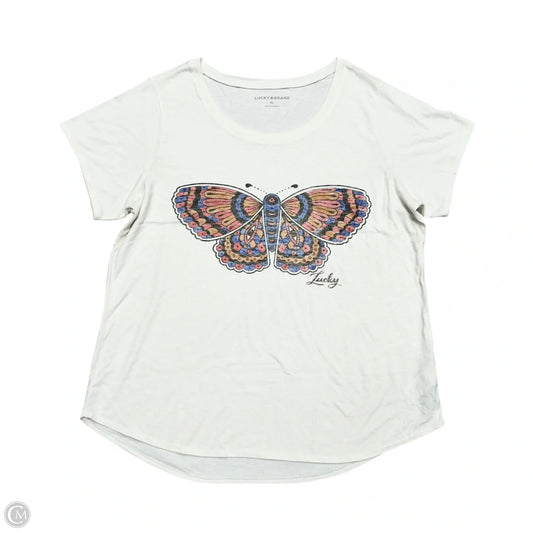 Top Short Sleeve By Lucky Brand In Tan, Size: Xl