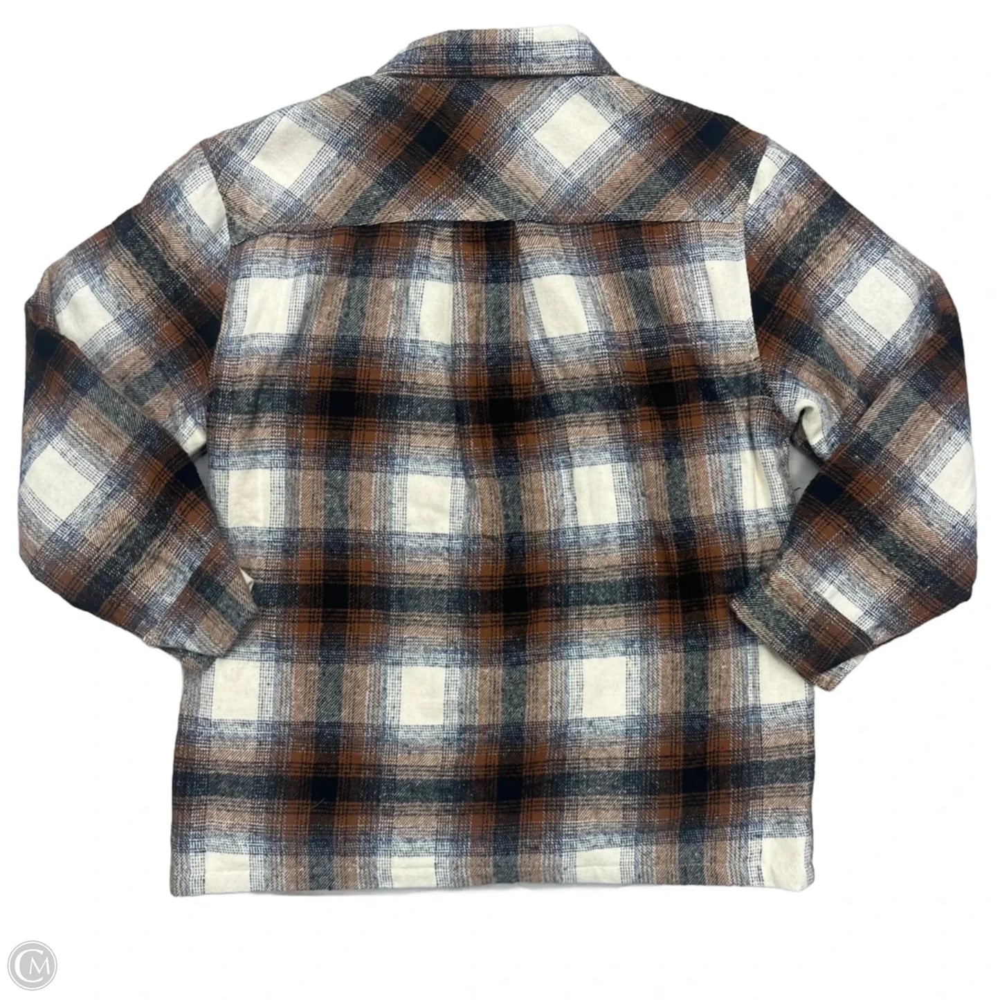 Jacket Shirt By Simply Southern In Brown & Cream, Size: S