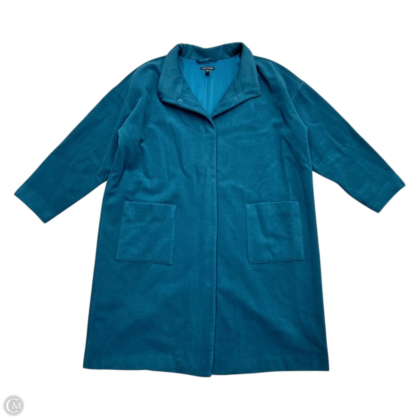 Coat Peacoat By Eileen Fisher In Teal, Size: 1x