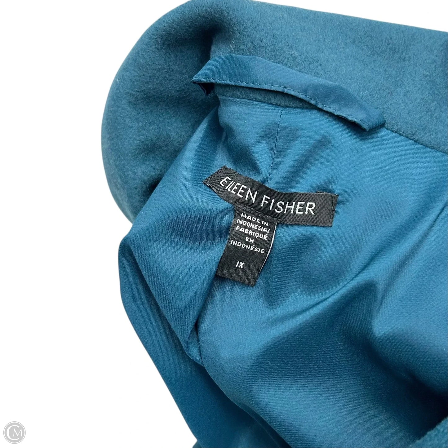 Coat Peacoat By Eileen Fisher In Teal, Size: 1x