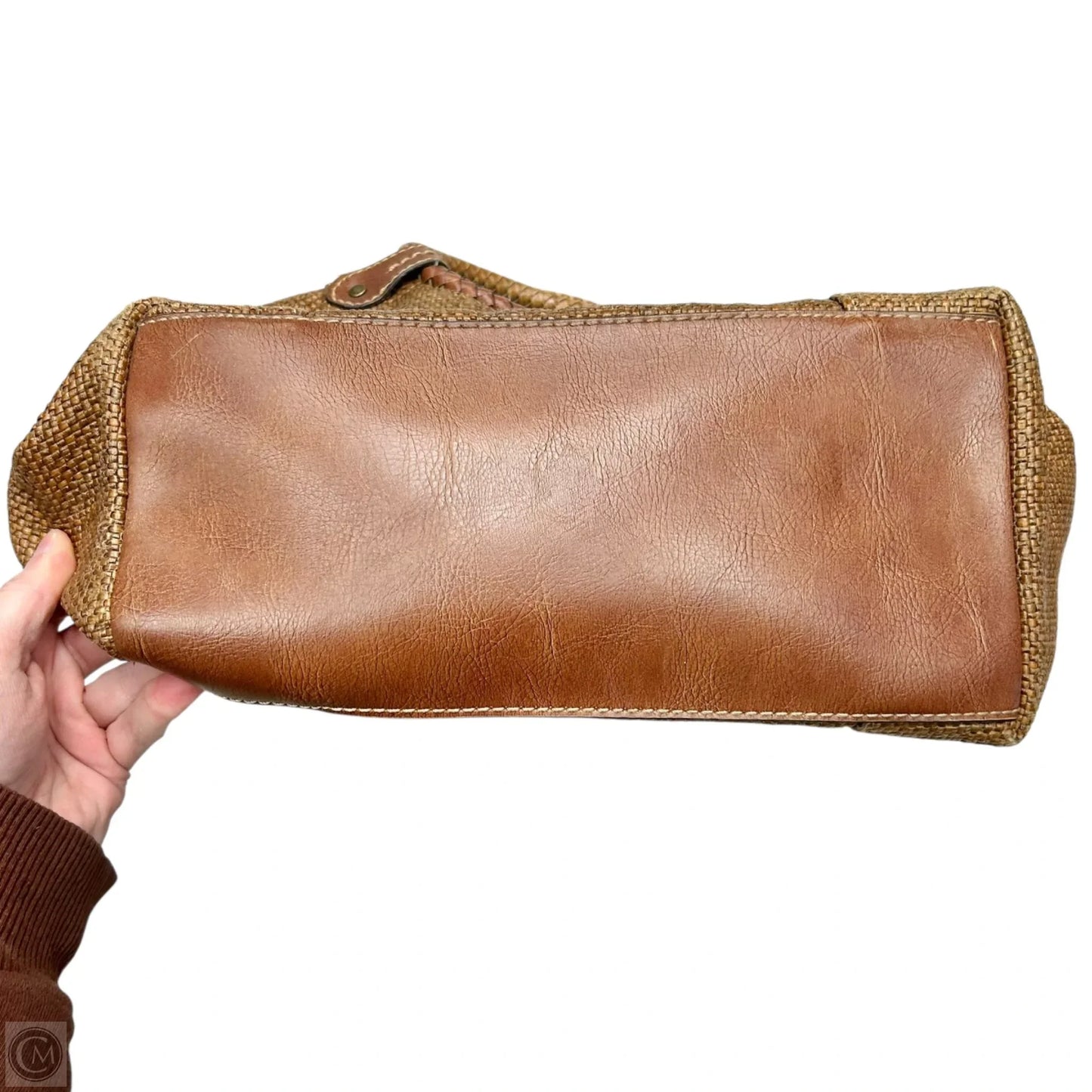 Handbag Leather By Fossil, Size: Medium