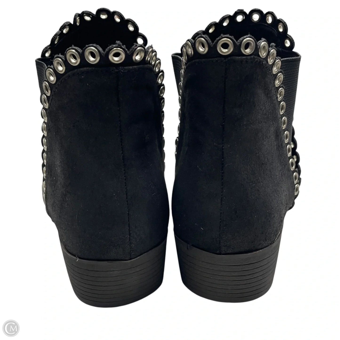 Boots Ankle Flats By Stricca In Black & Silver, Size: 7.5