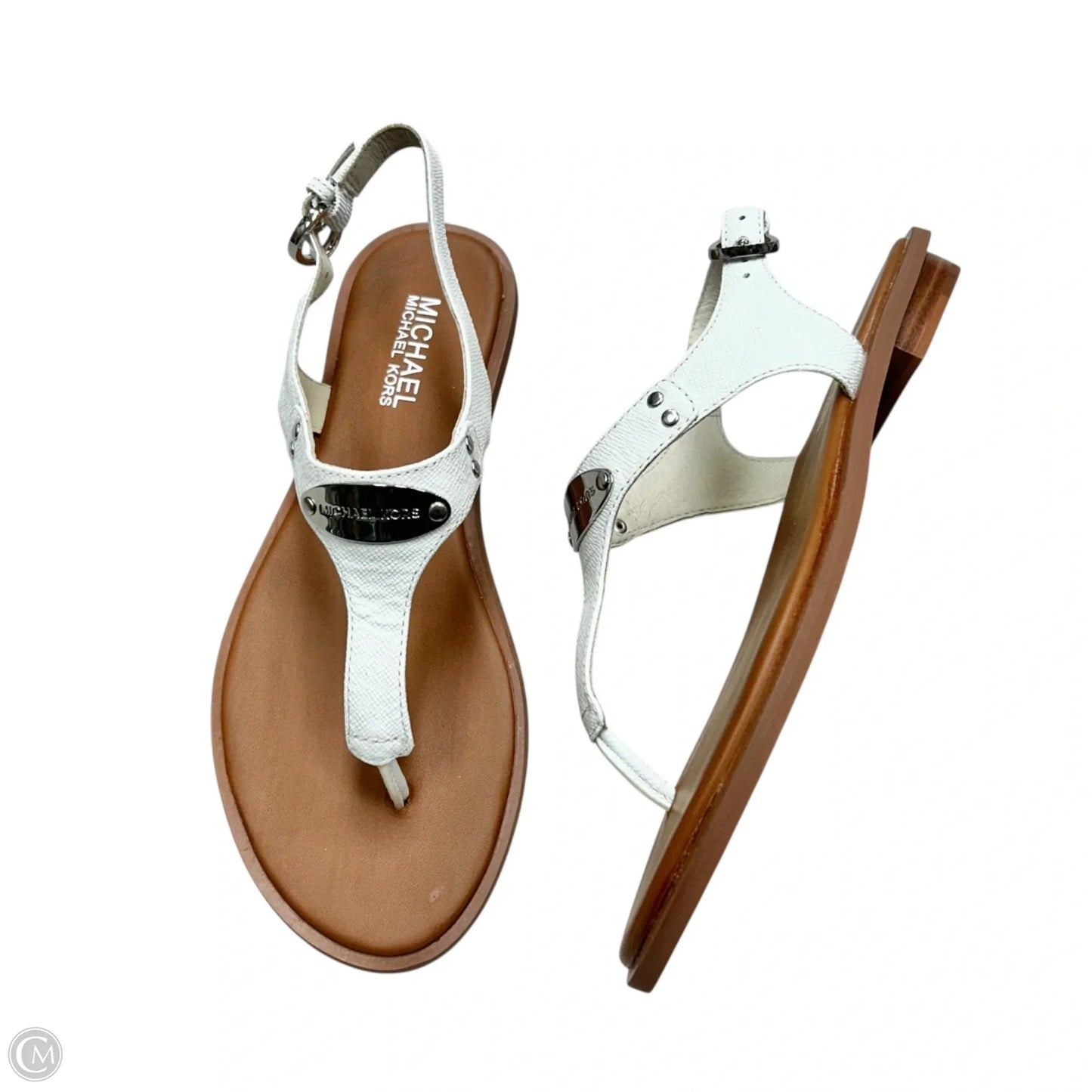 Sandals Flats By Michael By Michael Kors In Brown & White, Size: 6.5