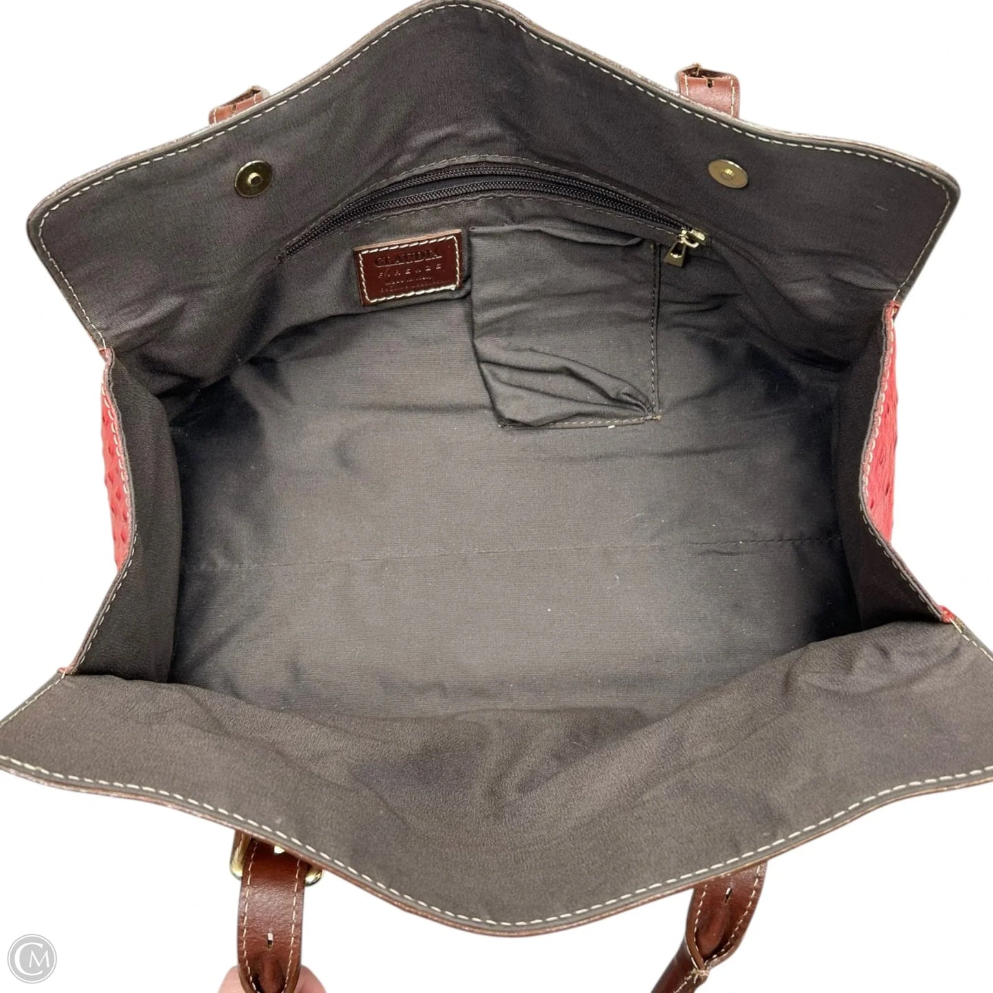 Handbag Leather By Claudia Firenze, Size: Medium
