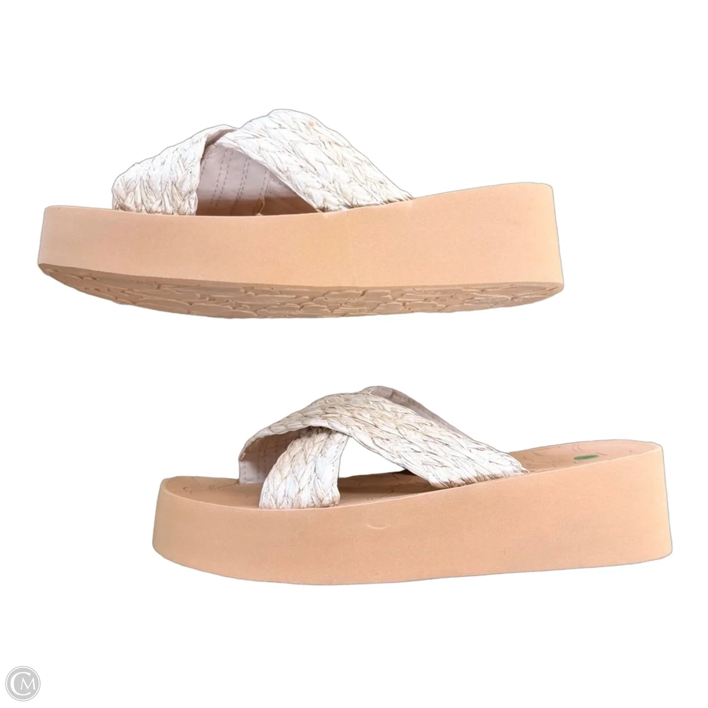 Sandals Heels Wedge By Roxy In Tan, Size: 8