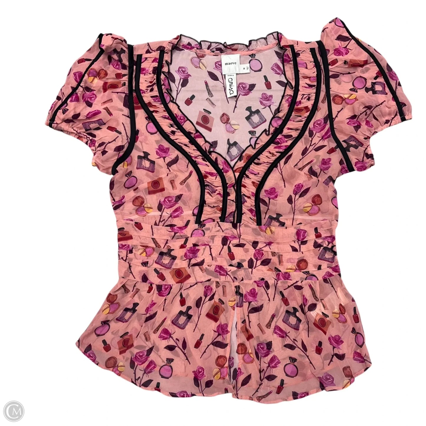 Blouse Short Sleeve By Maeve In Pink, Size: M