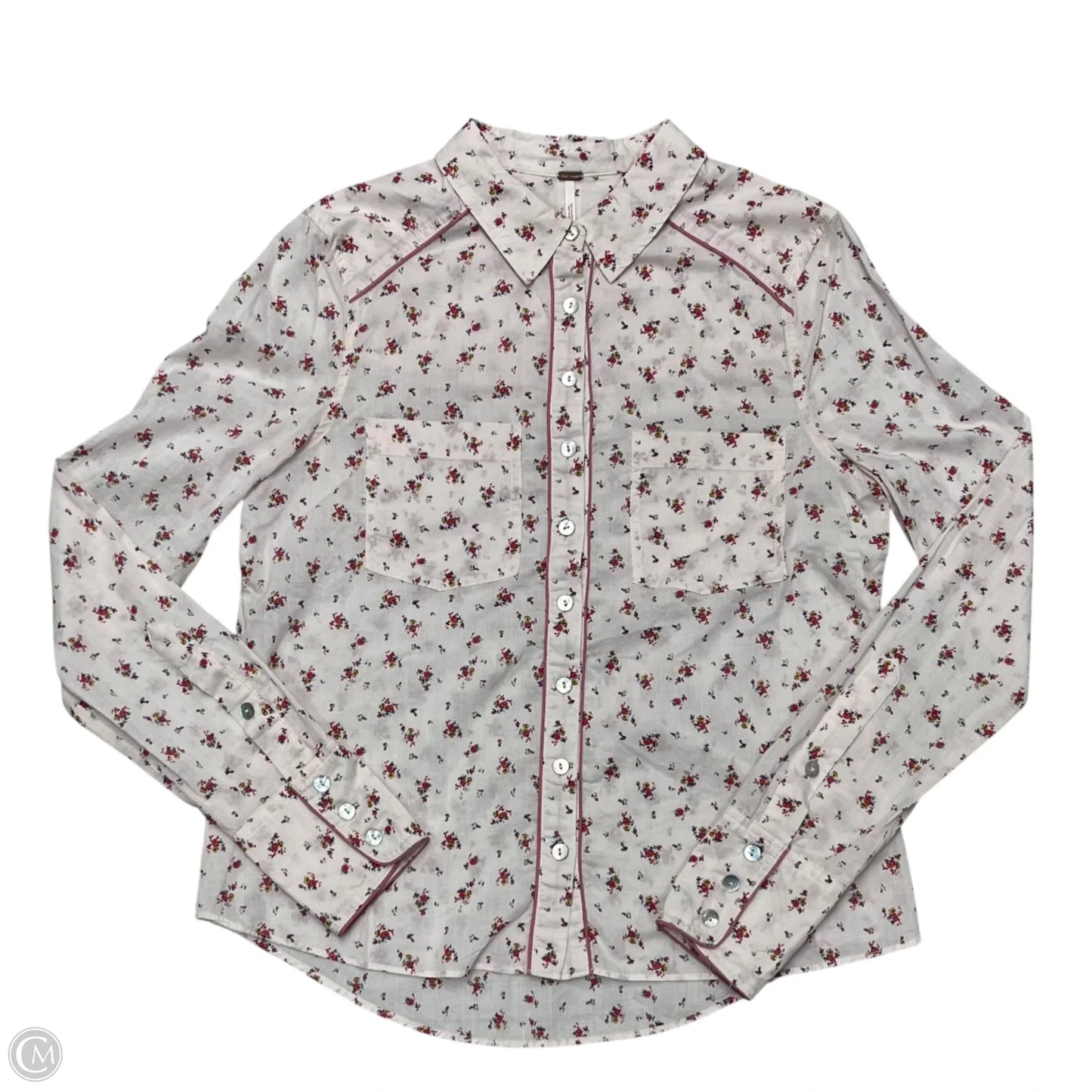 Blouse Long Sleeve By Free People In Pink, Size: S