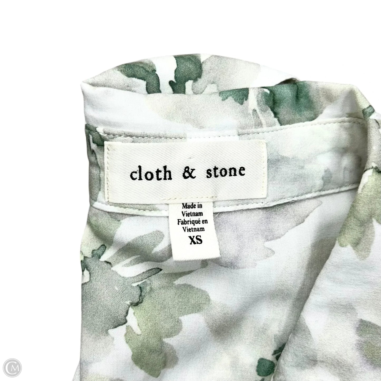 Blouse Long Sleeve By Cloth & Stone In Green & White, Size: Xs