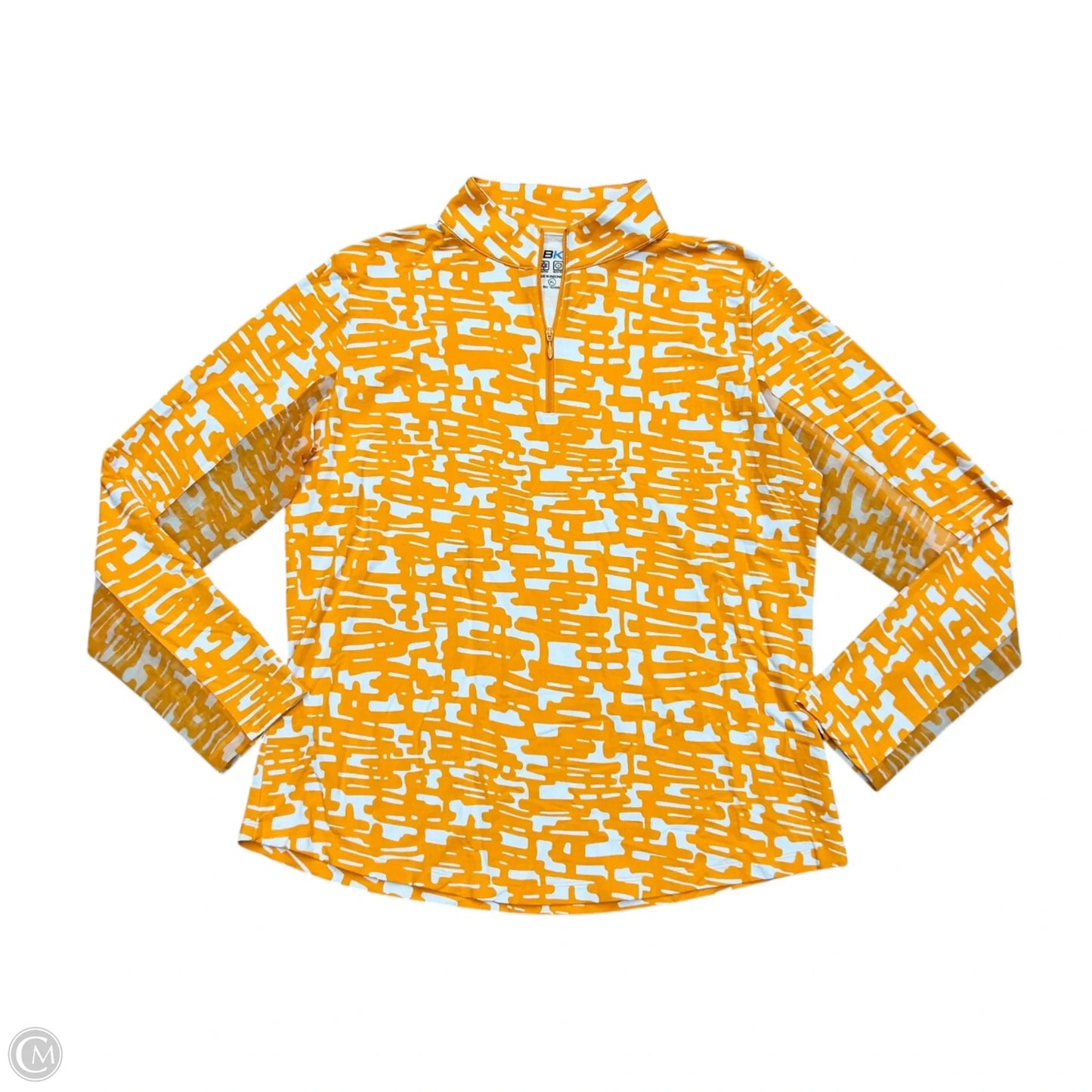 Athletic Top Long Sleeve Collar By Ibkul In Orange & White, Size: Xl