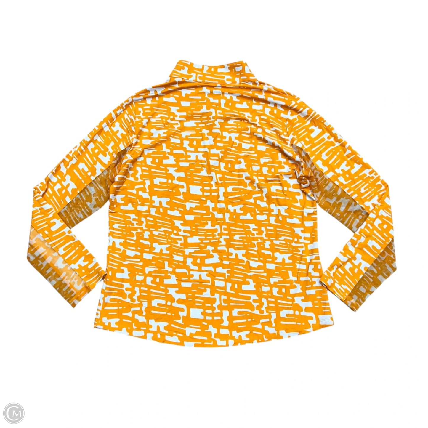 Athletic Top Long Sleeve Collar By Ibkul In Orange & White, Size: Xl