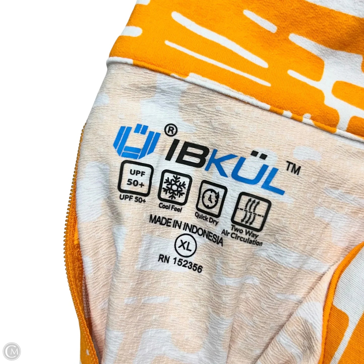 Athletic Top Long Sleeve Collar By Ibkul In Orange & White, Size: Xl
