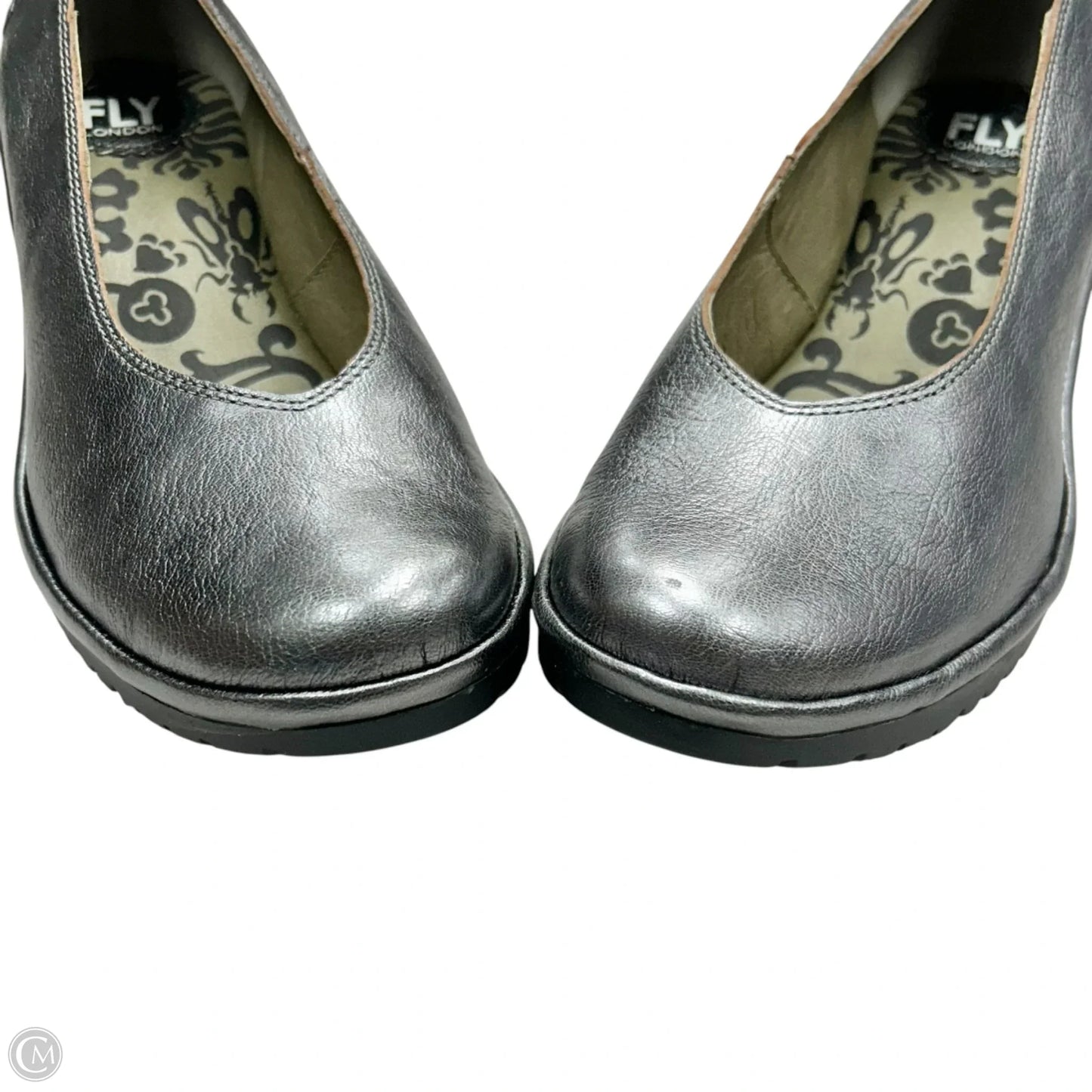 Shoes Heels Block By Fly London In Silver, Size: 9.5