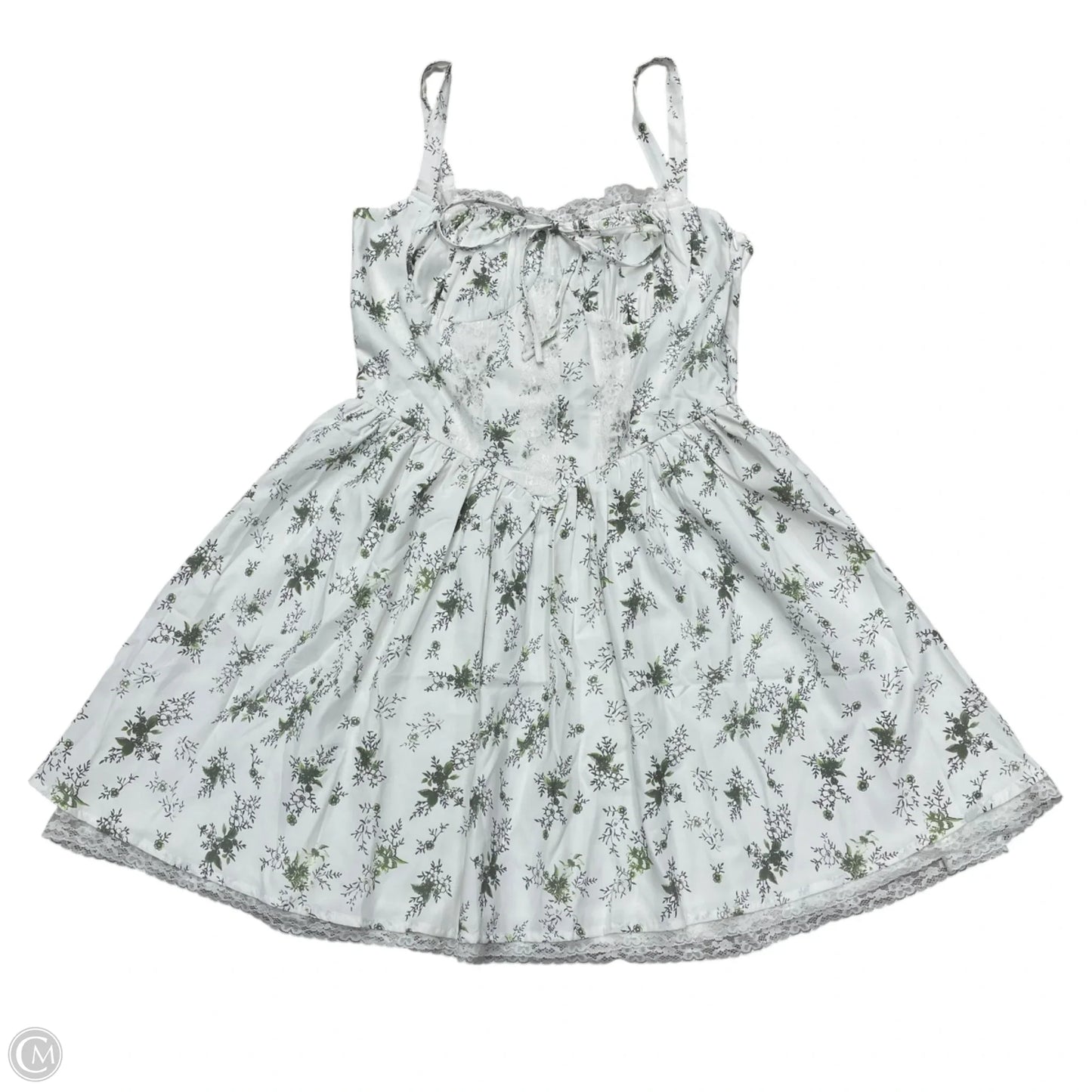 Dress Party Short In Green & White, Size: M