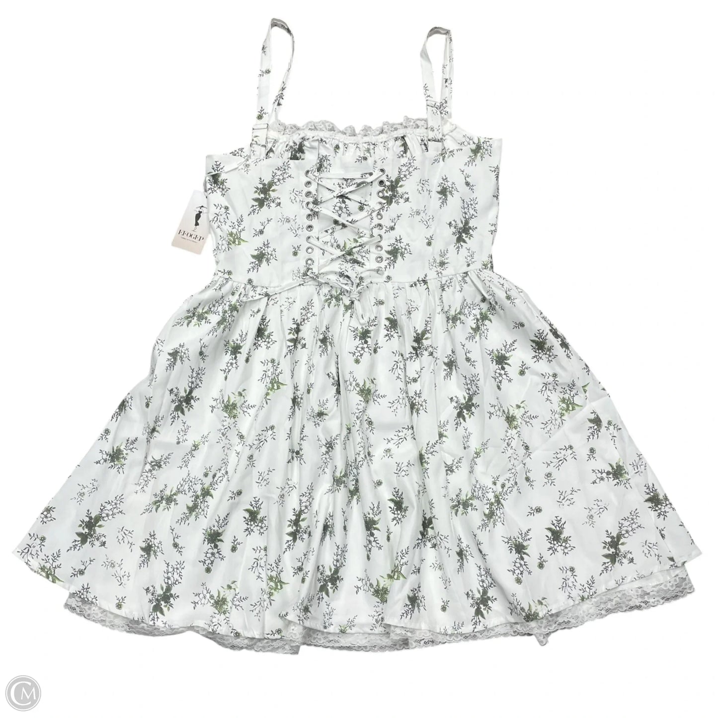 Dress Party Short In Green & White, Size: M