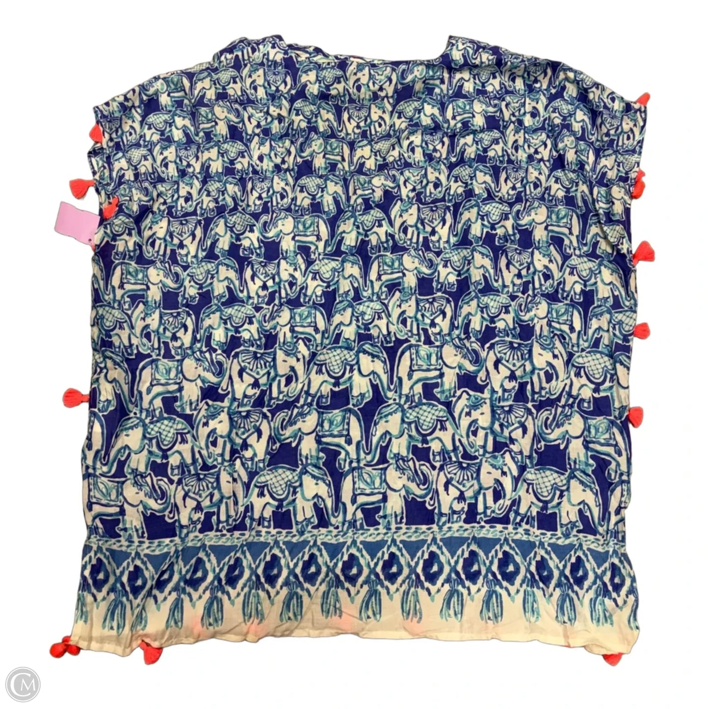 Top Short Sleeve Designer By Lilly Pulitzer In Blue & White, Size: S