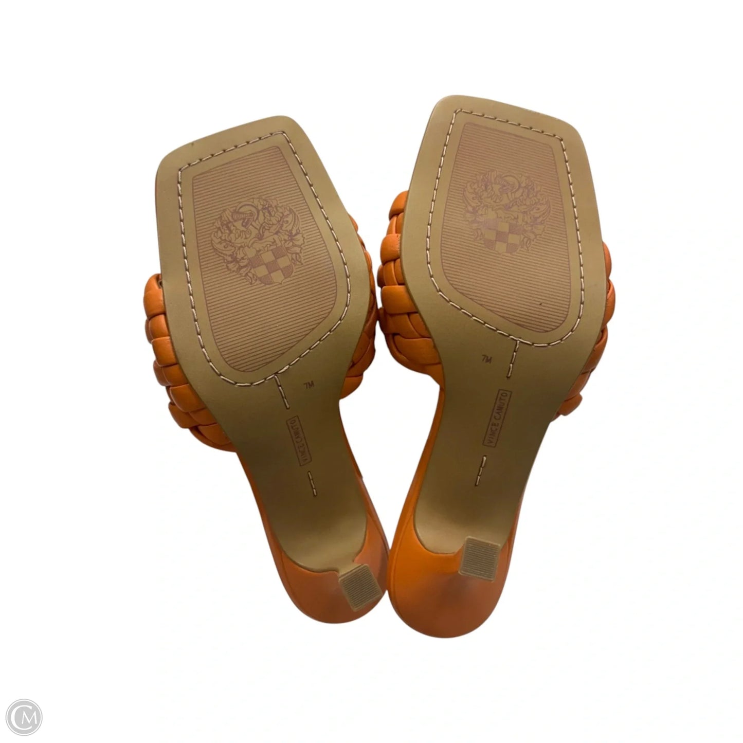 Sandals Heels Stiletto By Vince Camuto In Orange, Size: 7
