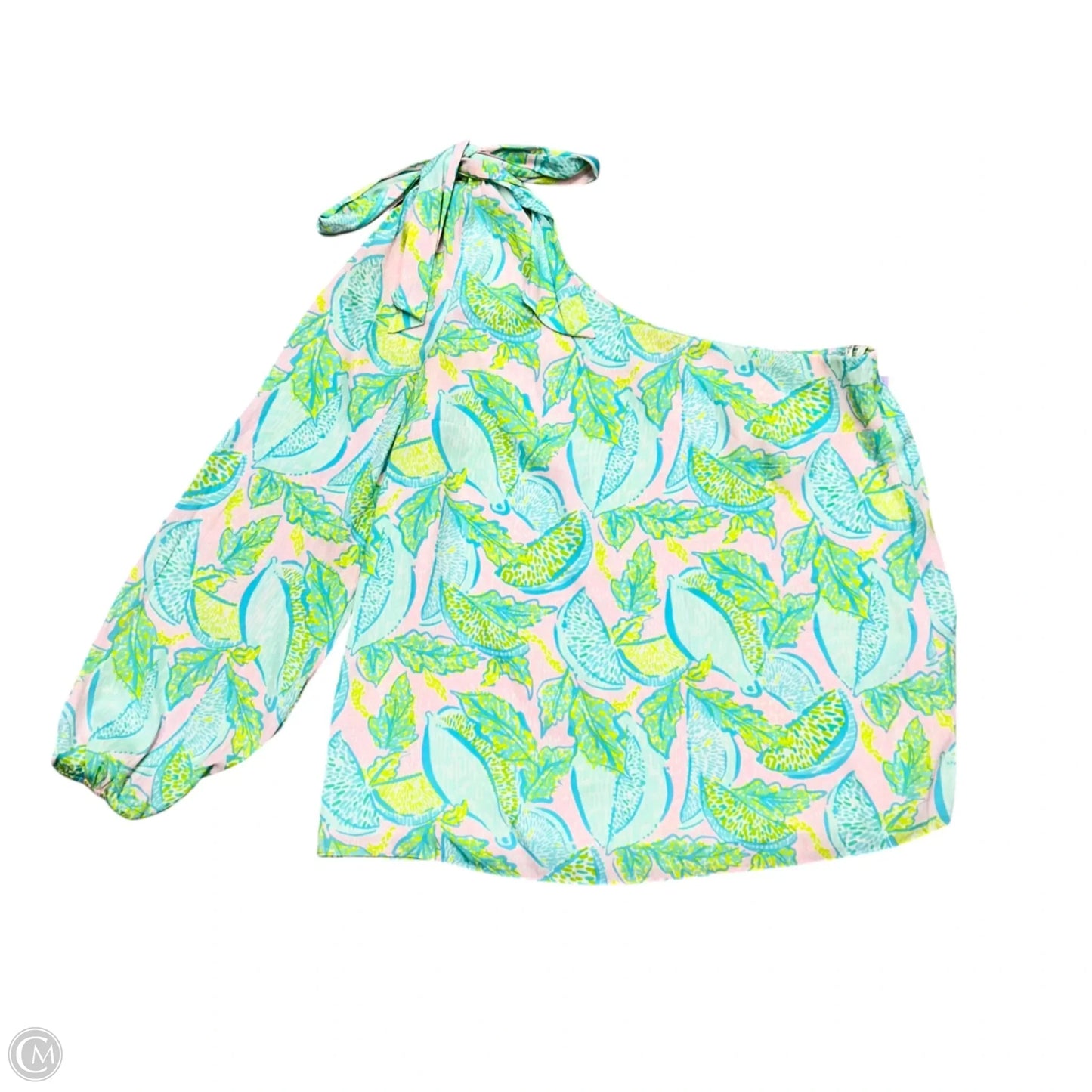 Blouse Designer By Lilly Pulitzer In Green & Pink, Size: L