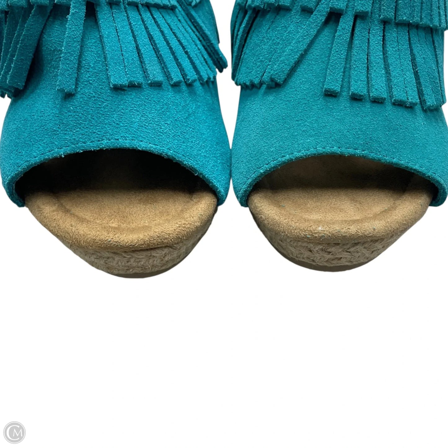 Sandals Heels Wedge By Minnetonka In Blue & White, Size: 9