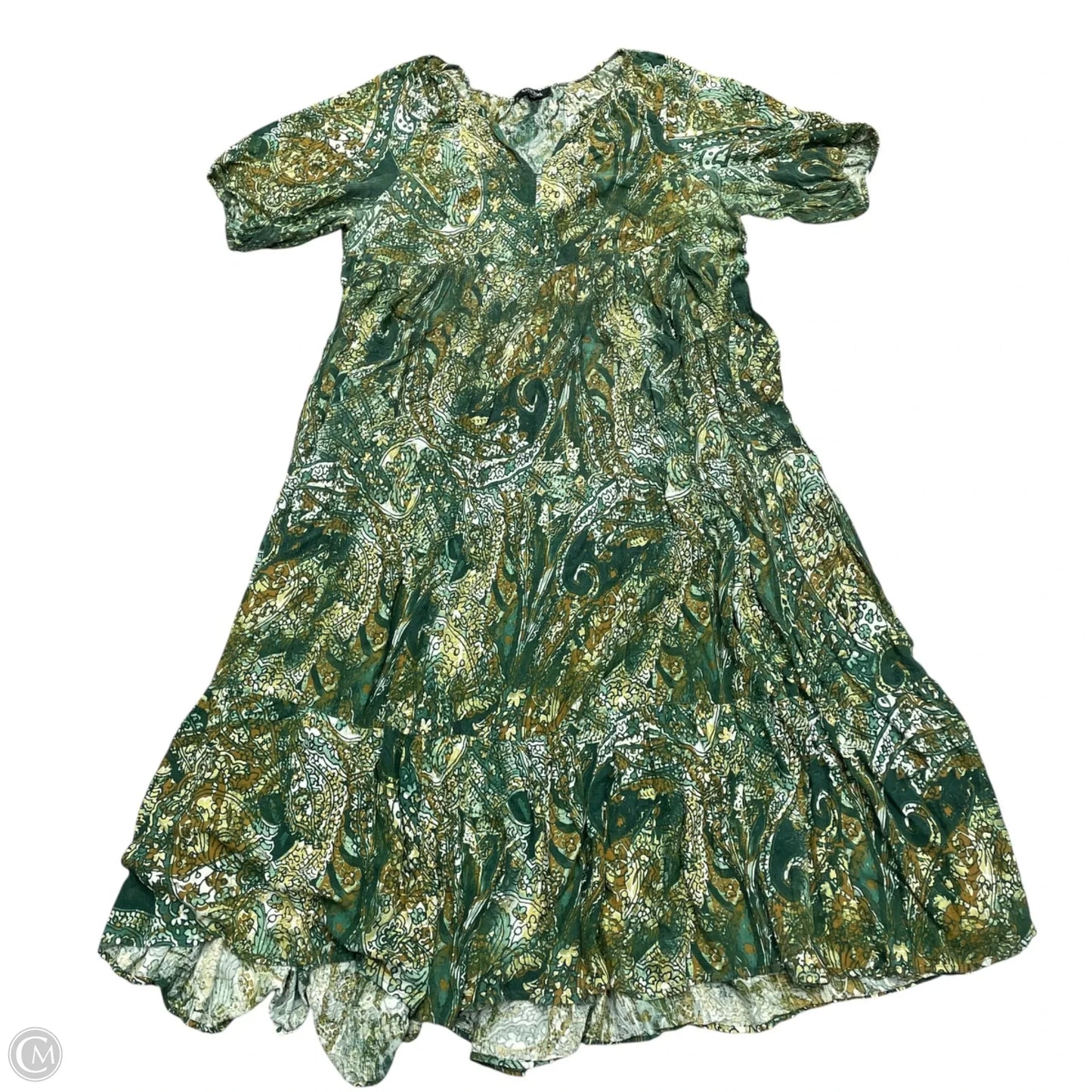 Dress Casual Maxi By Arna York In Green & Tan, Size: 4x