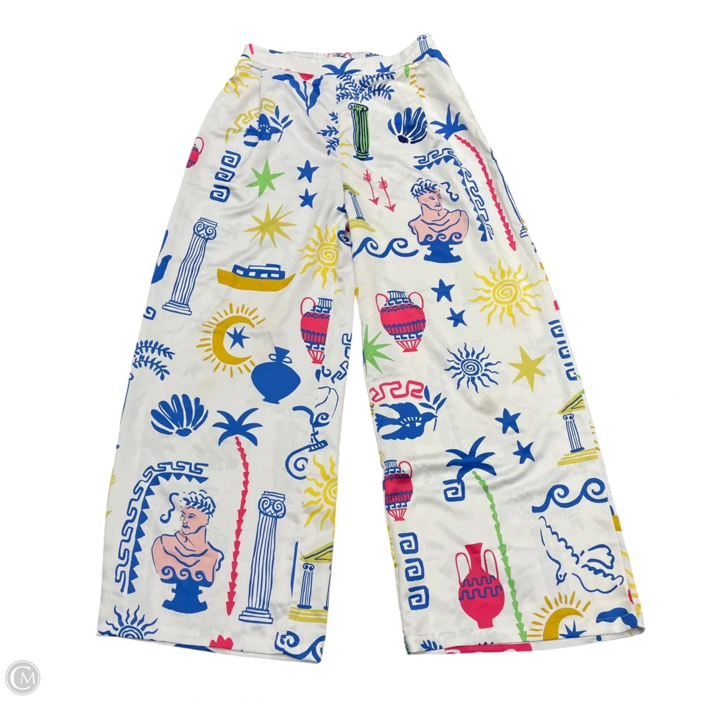 Pants Wide Leg By Peach In Blue & White, Size: L