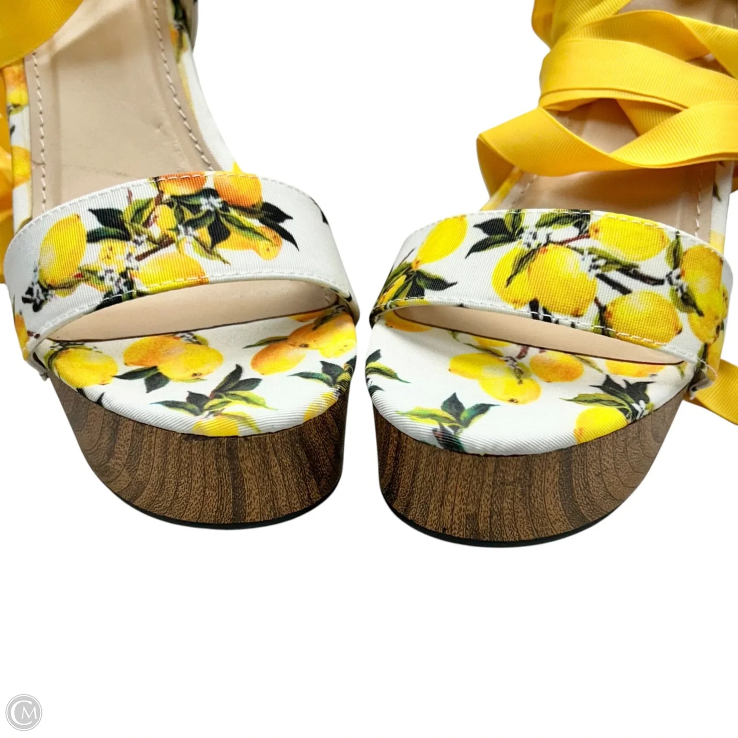 Sandals Heels Block By Just Fab In Brown & Yellow, Size: 11