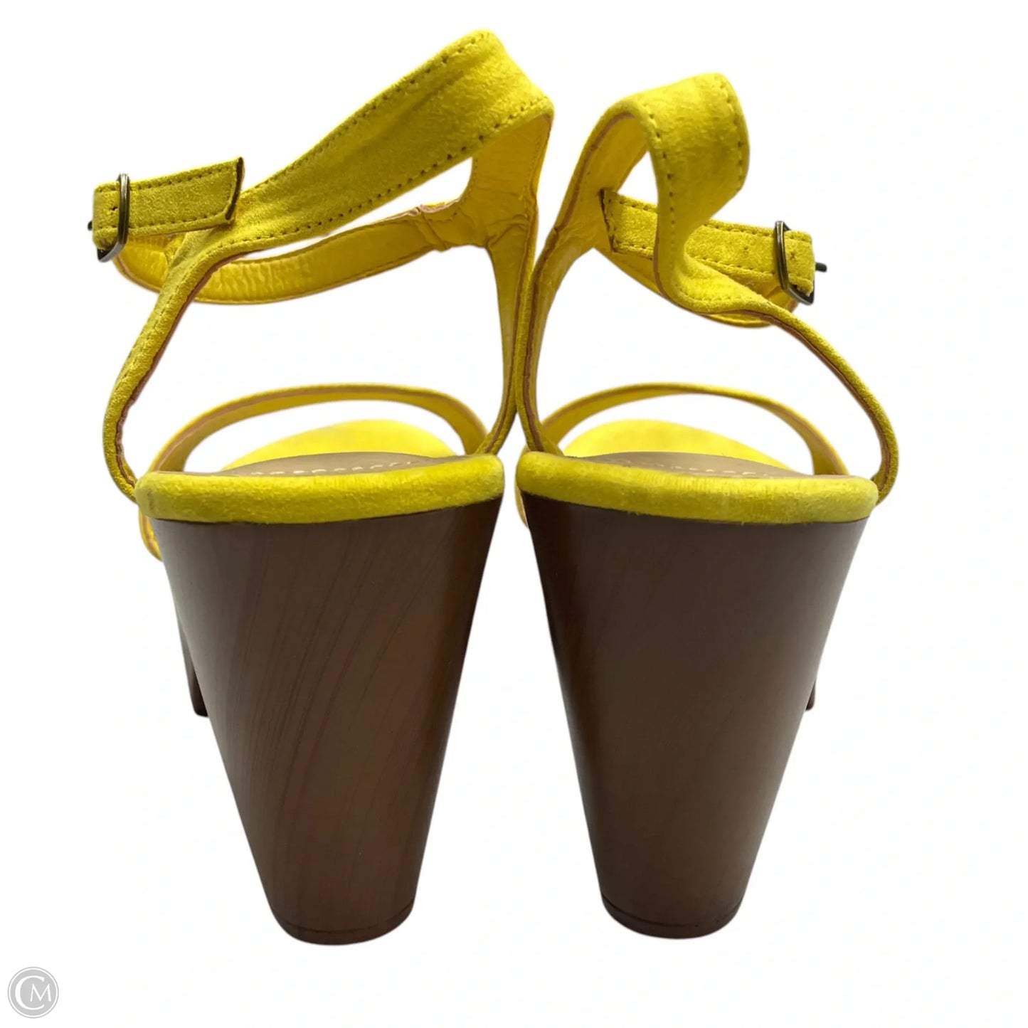 Sandals Heels Block By Just Fab In Brown & Yellow, Size: 11