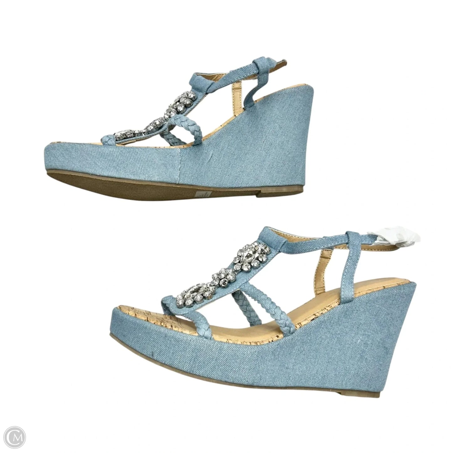 Sandals Heels Wedge By Ashley Stewart In Blue Denim, Size: 12