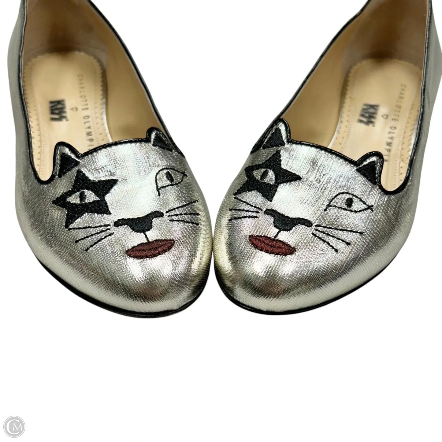Shoes Designer By Charlotte Olympia In Silver, Size: 6.5