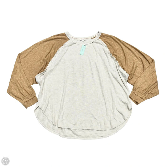 Top Long Sleeve By Pilcro In Cream & Tan, Size: 3x