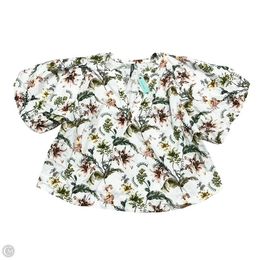 Top Short Sleeve By Anthropologie In Green & White, Size: 3x