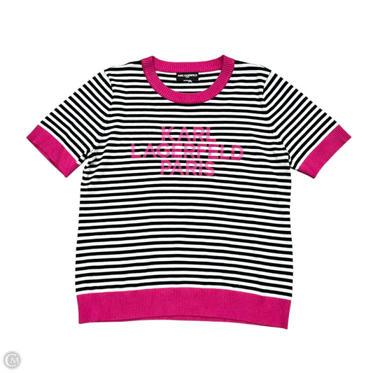 Top Short Sleeve Designer By Karl Lagerfeld In Black & White, Size: M