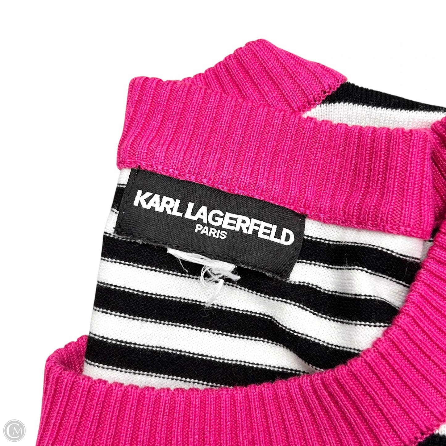 Top Short Sleeve Designer By Karl Lagerfeld In Black & White, Size: M