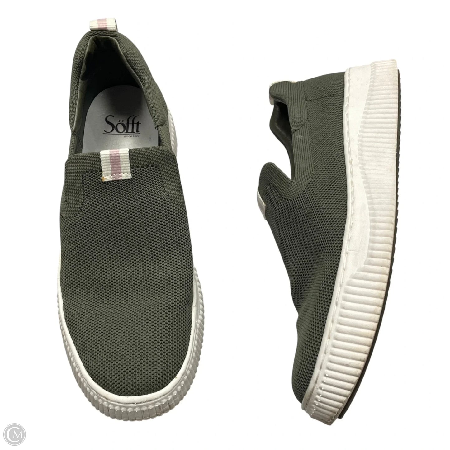 Shoes Sneakers By Sofft In Green & White, Size: 9