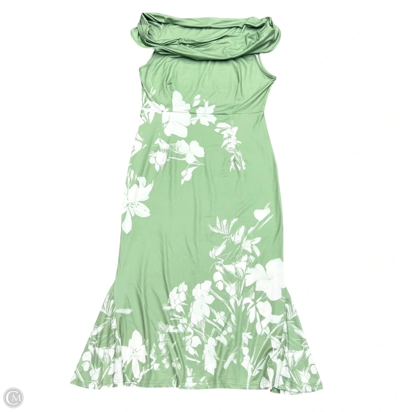 Dress Casual Maxi In Green & White, Size: Xl