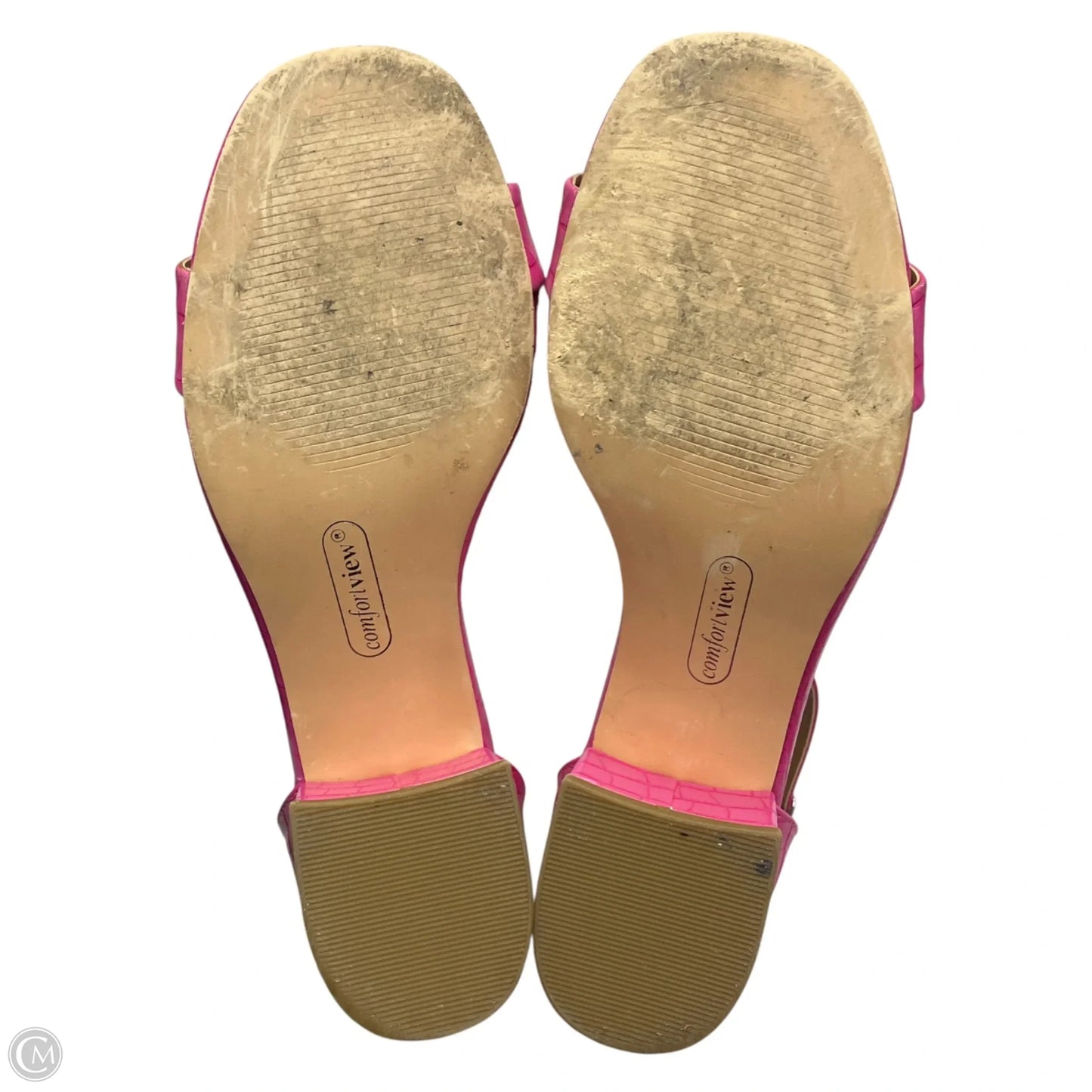 Sandals Heels Block By Comfortview In Pink, Size: 7.5