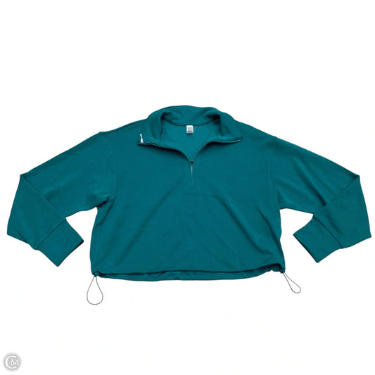 Athletic Top Long Sleeve Collar By Yogalicious In Teal, Size: L