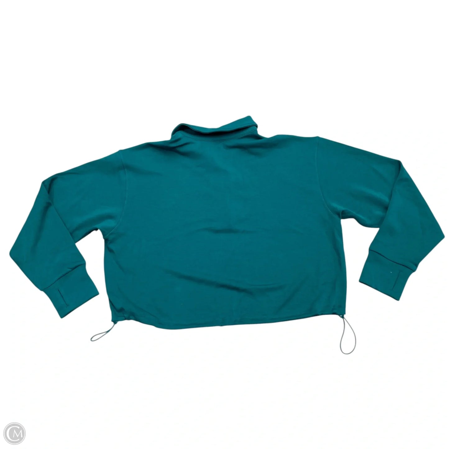 Athletic Top Long Sleeve Collar By Yogalicious In Teal, Size: L