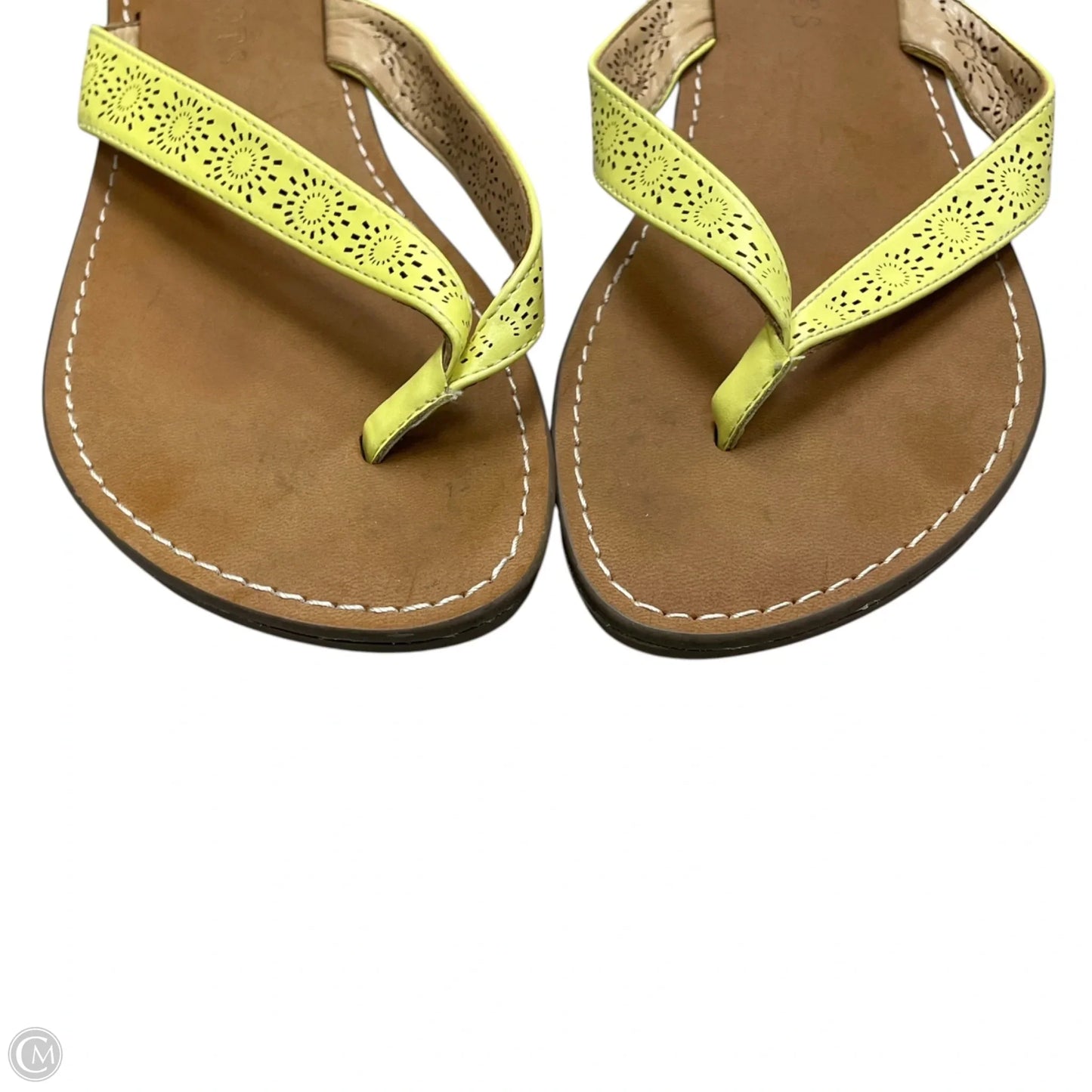 Sandals Flip Flops By Talbots In Brown & Yellow, Size: 7