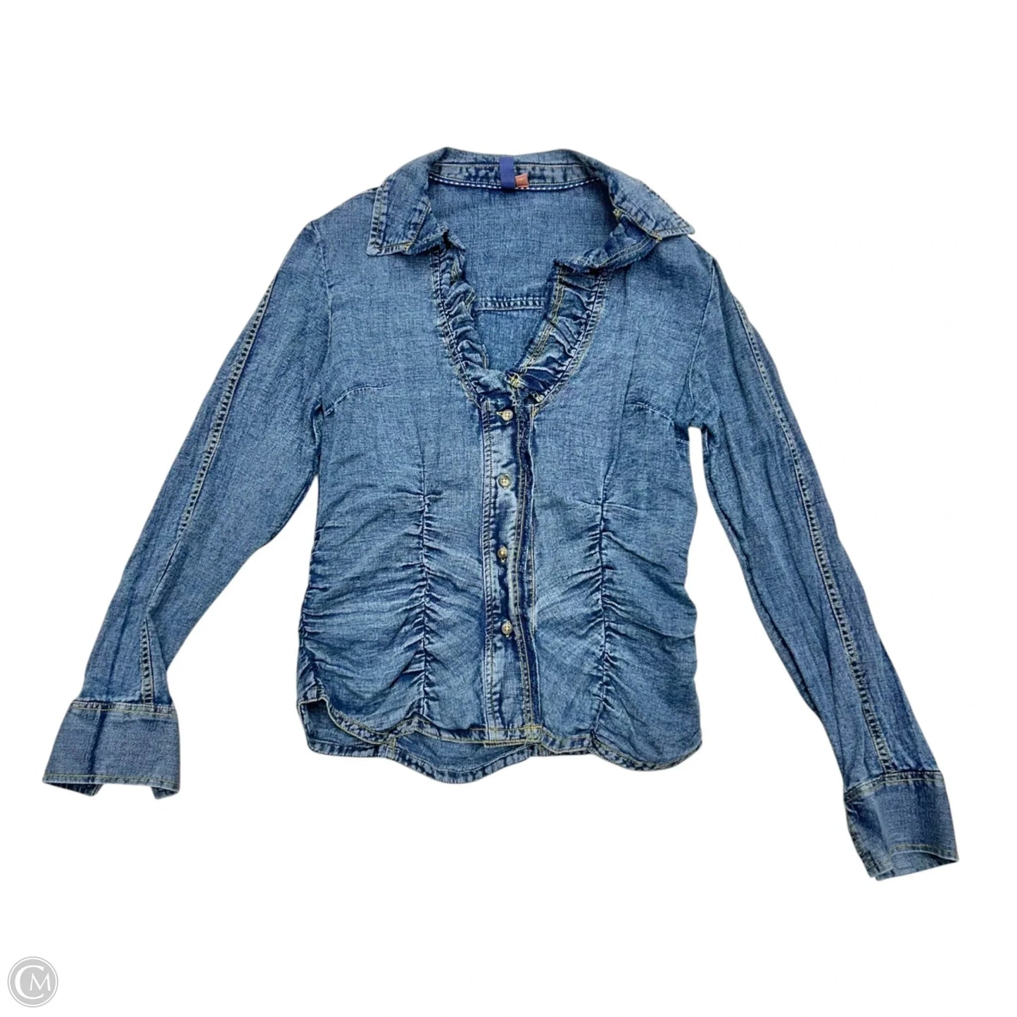 Top Long Sleeve By Pilcro In Blue Denim, Size: S