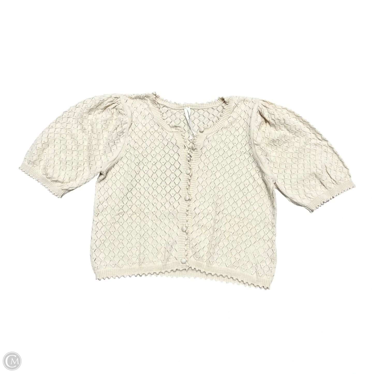 Top Short Sleeve By Anthropologie In Cream, Size: S