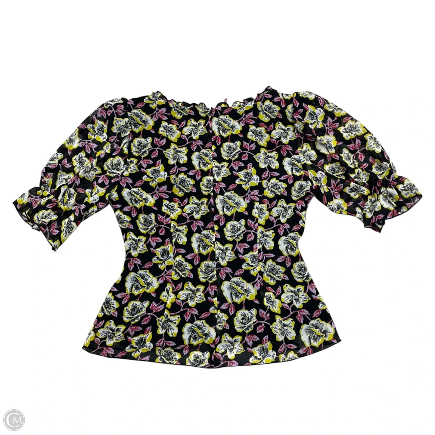 Blouse Short Sleeve By Cinc A Sept In Black & Yellow, Size: Xs