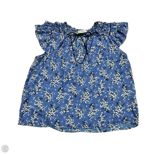 Blouse Short Sleeve By Ulla Johnson In Blue & White, Size: S