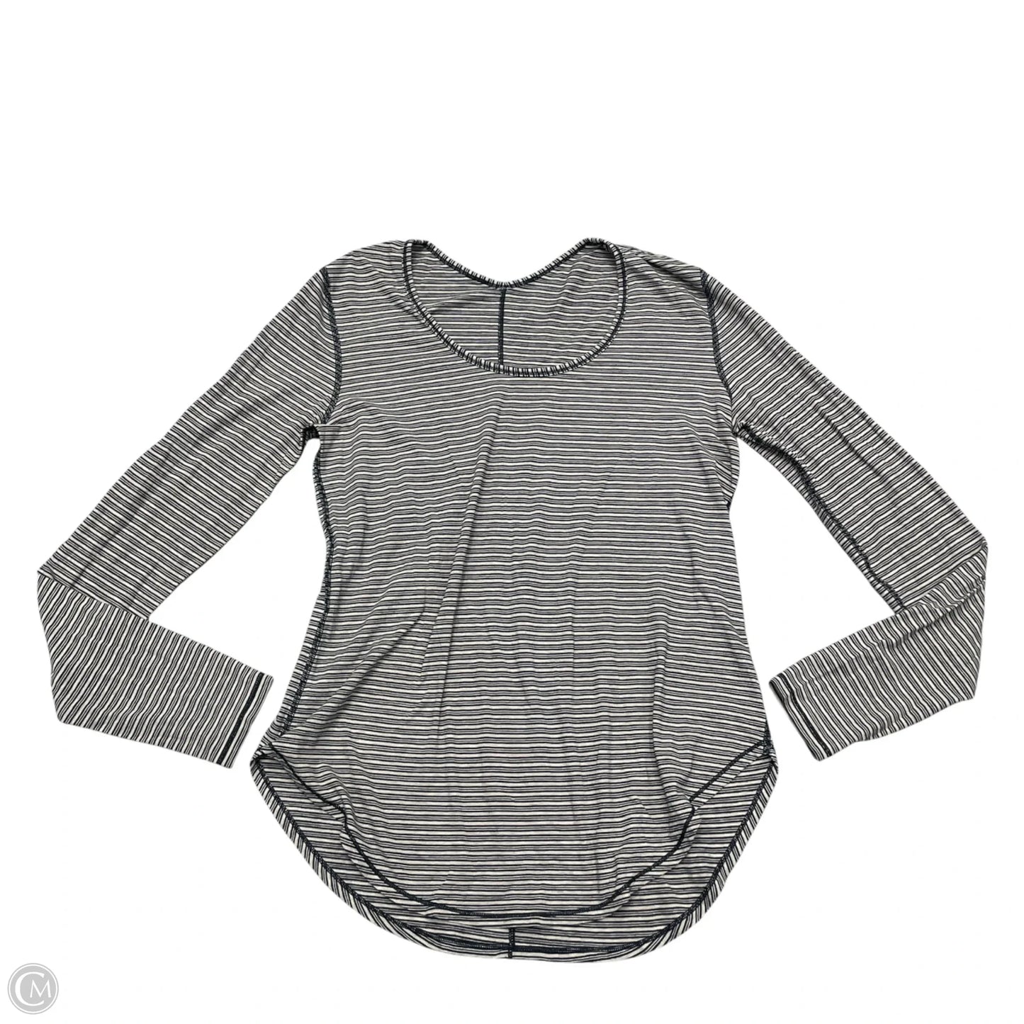 Athletic Top Long Sleeve Collar By Lululemon In Black & White, Size: M
