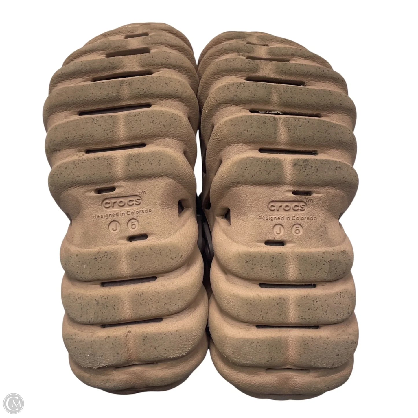 Shoes Flats By Crocs In Brown, Size: 6.5